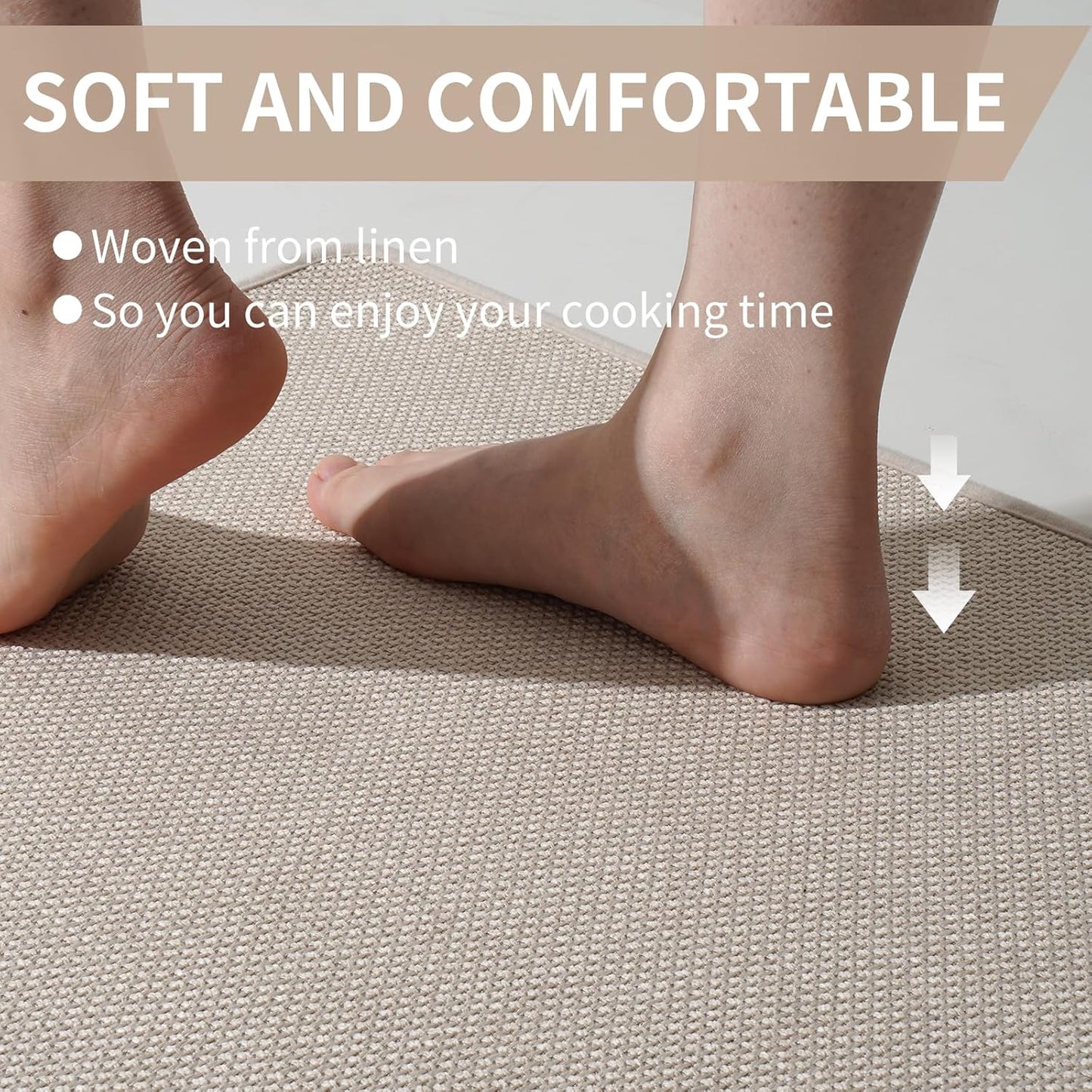 Kitchen Rugs and Mats Non Slip Washable, Absorbent Runner Rugs for Kitchen, Front of Sink, Kitchen Mats for Floor,Easy to Clean and Maintain Kitchen Floor mat(Beige, 17"x59")