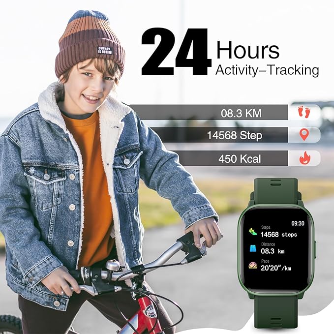 Kids Watch for Girls Boys with IP68 Waterproof, Girls Watch with 19 Sports Modes, Sleep Tracking, Pedometer, Stopwatch, Kids Activity Tracker, Birthday Gifts for Girls Age 6-15 Years Old