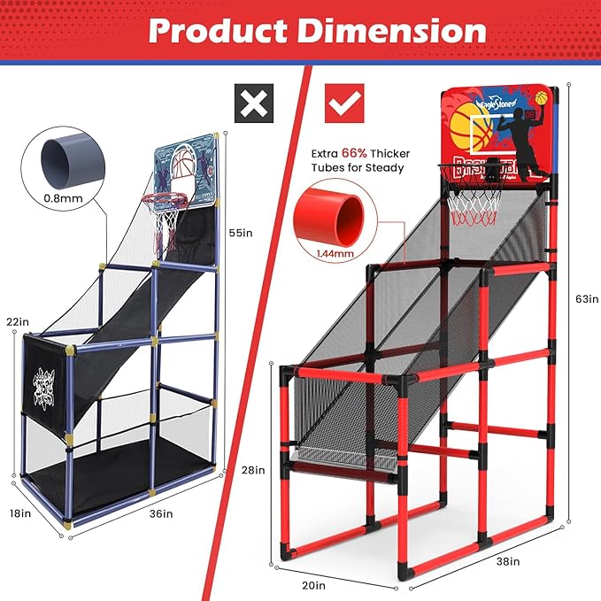 Kids Basketball Hoop Arcade Game W/Electronic Scoreboard Cheer Sound W/4 Balls, 3-6 5-7 5-7 8-12 8-12 Toddlers