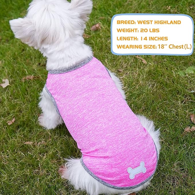 KYEESE 2 Pack Dog Shirts Quick Dry Soft Stretchy Dog T-Shirts with Reflective Label Tank Top Sleeveless Vest Pet Clothes for Small Medium Dogs, XX-Large, Grey+Hotpink