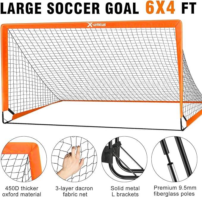 Kids Soccer Goals for Backyard Set of 2 6x4 ft