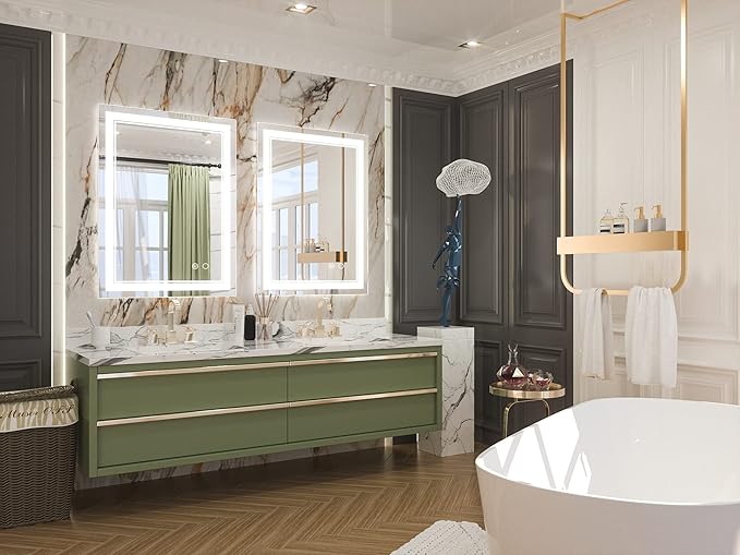 Keonjinn 24x32 Inch LED Bathroom Mirror Front Lighted 6000K, IP54 IP54 (Horizontal/Vertical)