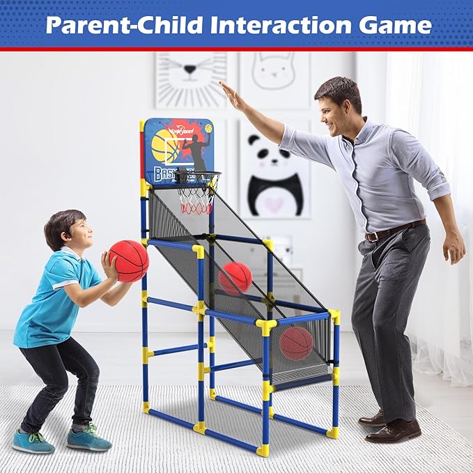 Kids Basketball Hoop Arcade Game W/Electronic Scoreboard Cheer Sound W/4 Balls, 3-6 5-7 5-7 8-12 8-12 Toddlers