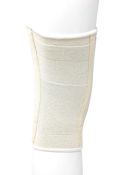 Knee Brace Flexible Stays Knit Elastic, White, Medium