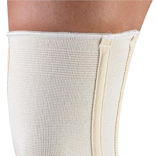 Knee Brace Flexible Stays Knit Elastic, White, Medium