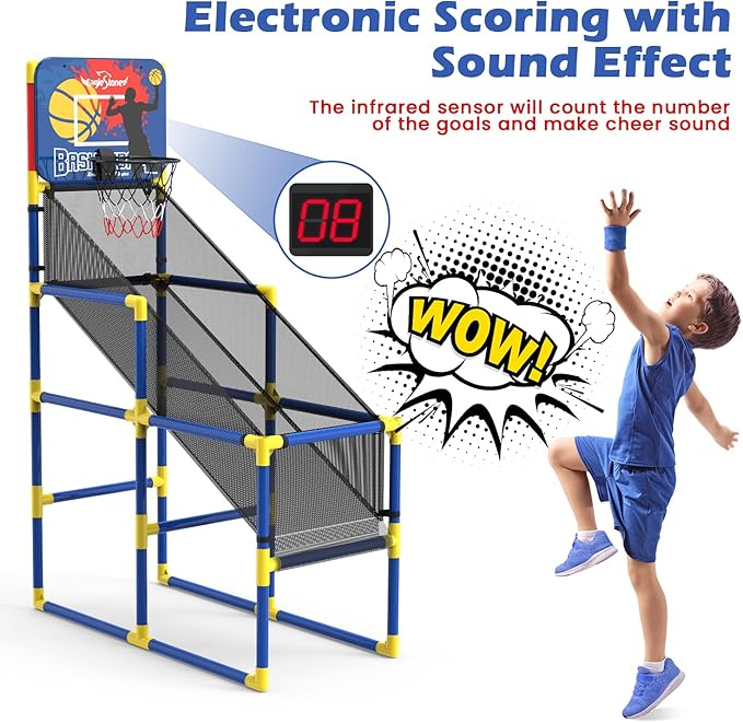 Kids Basketball Hoop Arcade Game W/Electronic Scoreboard Cheer Sound W/4 Balls, 3-6 5-7 5-7 8-12 8-12 Toddlers