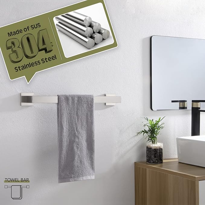 KOKOSIRI 16-Inch Single Towel Bar SUS304 Stainless B4003BR-L16
