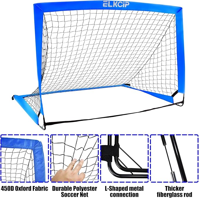 Kids Soccer Goals for Backyard Set of 2 6X4 /4x3 /4x3 ft