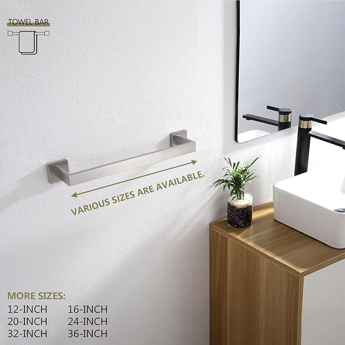 KOKOSIRI 16-Inch Single Towel Bar SUS304 Stainless B4003BR-L16