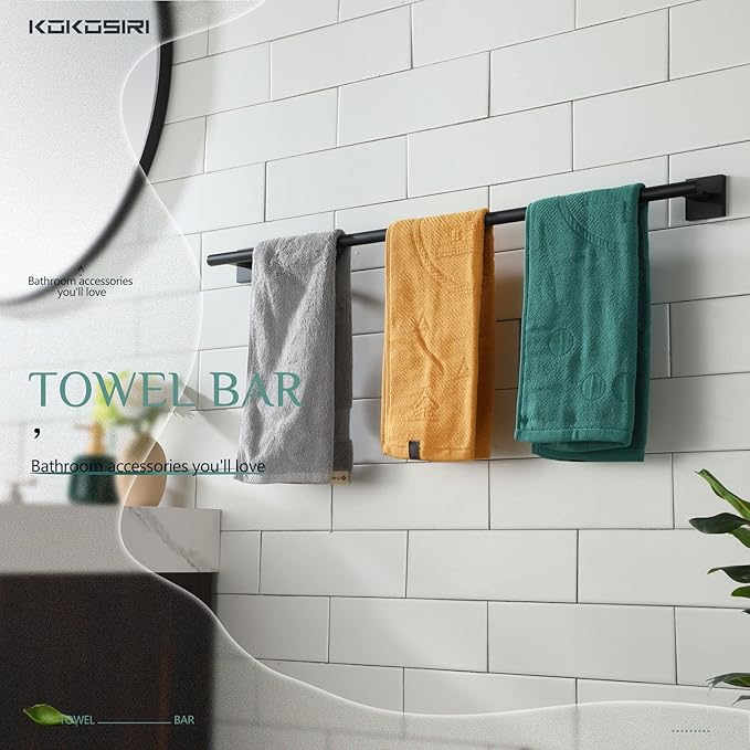 KOKOSIRI 36'' Towel Rails Bathroom Towel Bars Matte 36 Inch B4005BK-L36