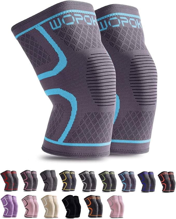 Knee Brace Sleeves for Weightlifting Working out, Knee Pain Relief for Meniscus Tear Arthritis ACL MCL (2 Pack)
