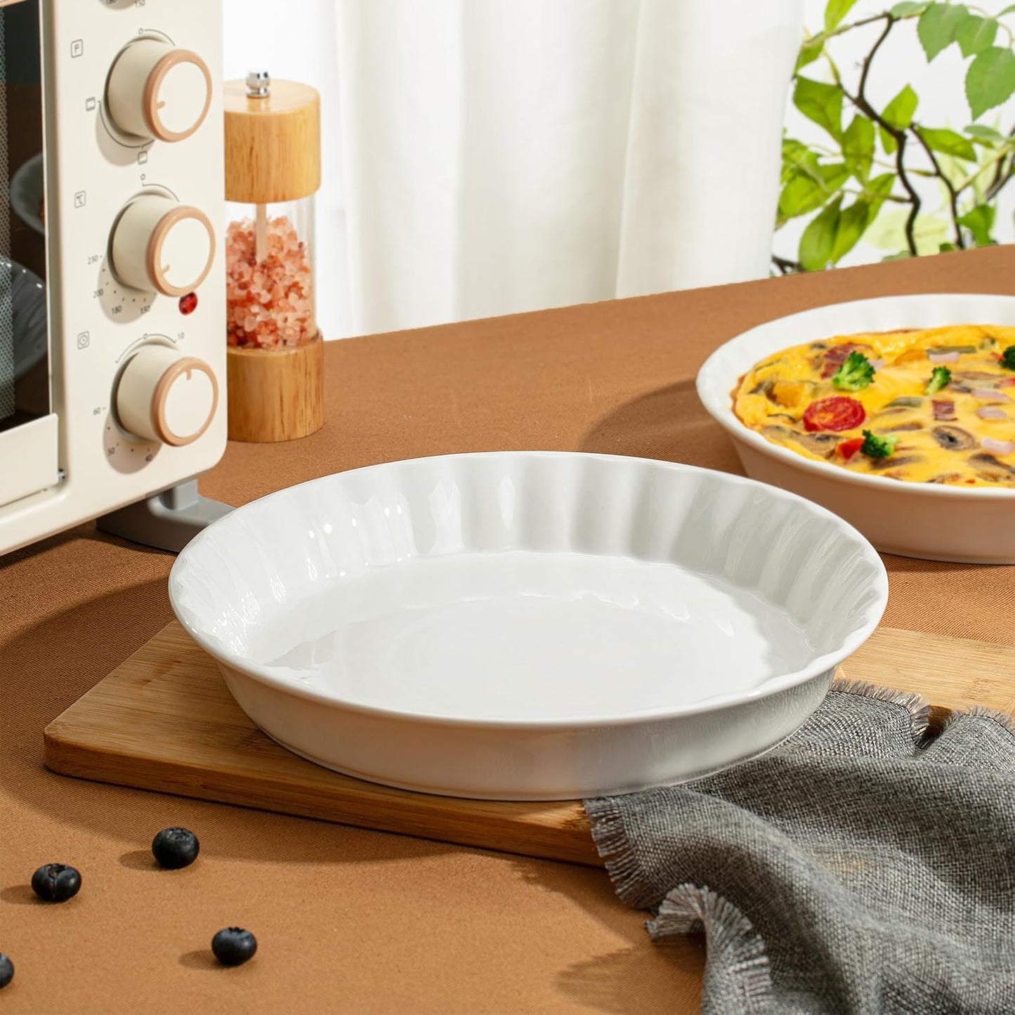 BTAT- Ceramic Pie Dish, 4 Pcs, 10.5" and 9.5", White Pie Pans for Baking, Deep Dish Pie Plate, Deep Dish Pie Pan, Deep Pie Dish for Baking, Pie Plates for Baking, Deep Pie Dish, Pie Baking Dish