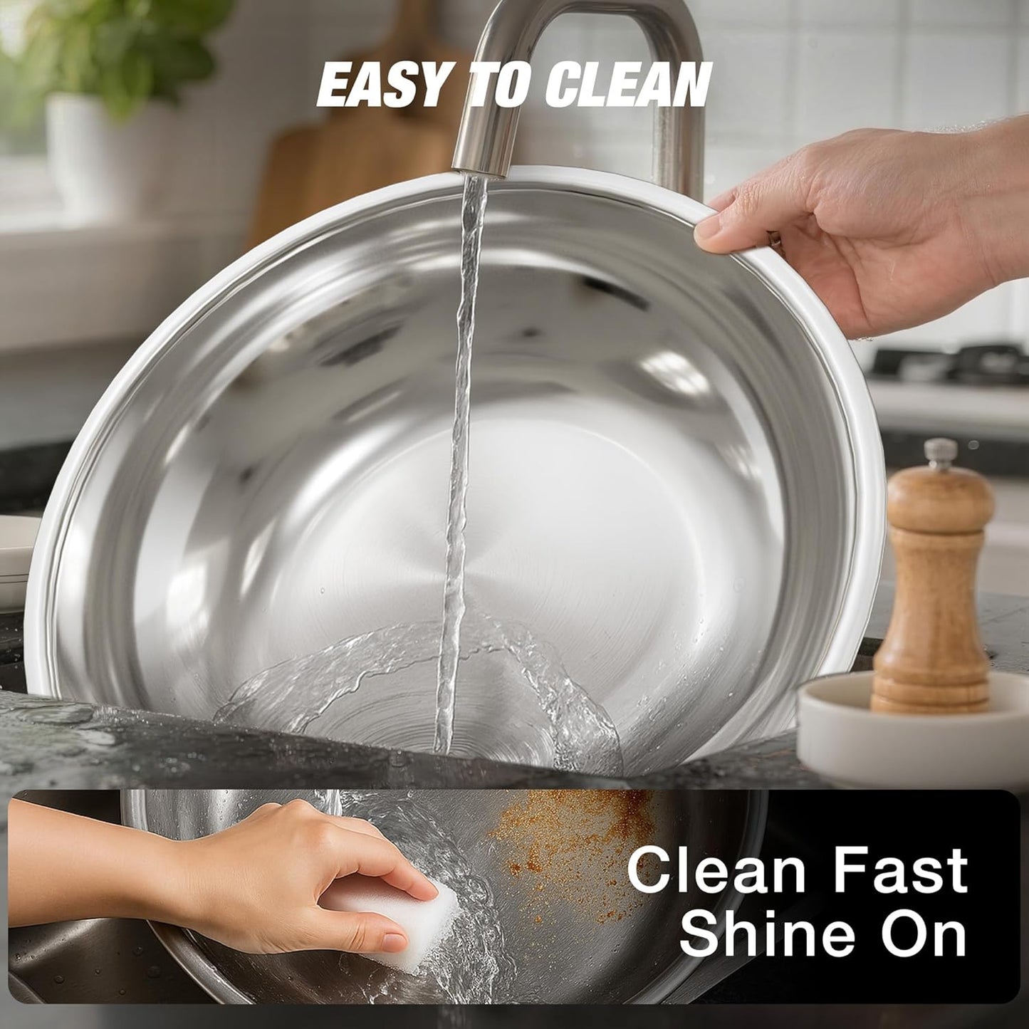 Gold Chafing Dishes for Buffet (5QT, 4 Pack), Round Chafers and Buffet Warmers Sets, Food Grade Stainless Steel Chafing Dish Set, Rolled Edge Design, for Catering Events, Parties, Weddings