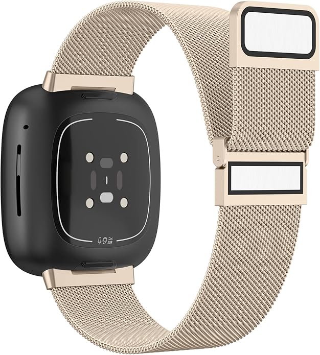Meliya Metal Band for Fitbit Sense 2 / Sense Bands, Fitbit Versa 4 / Versa 3 Bands Women Men, Stainless Steel Mesh Magnetic Replacement Bracelet Strap for Fitbit Sense 2 / Versa 4 Smartwatch