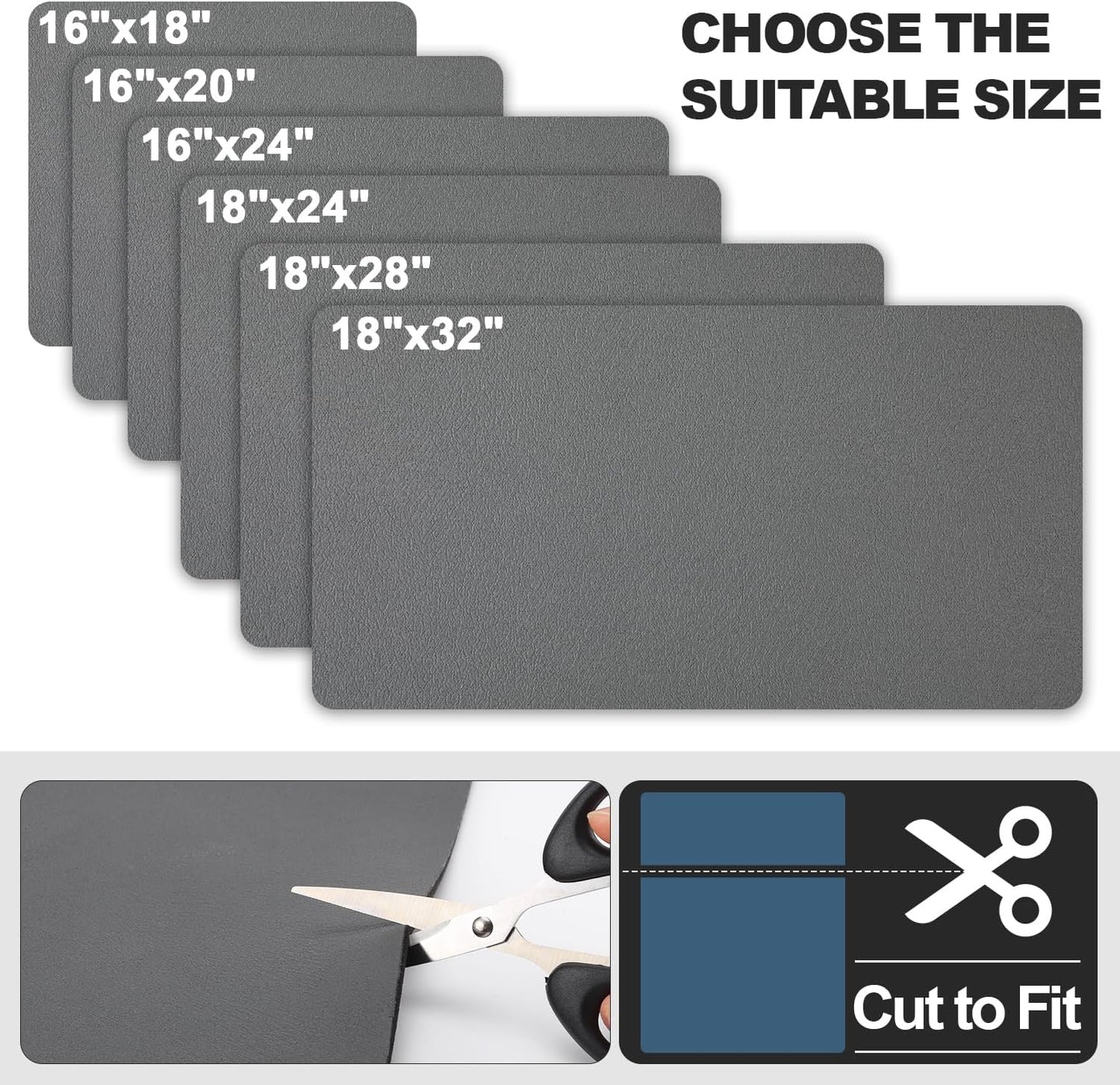 Dish Drying Mat for Kitchen Counter | Coffee Bar Mat for Countertops | Heat Resistant Drainer Mat with Non-slip Rubber Backed | Hide Stain Kitchen Absorbent Draining Mat | Dark Grey 18"x24"