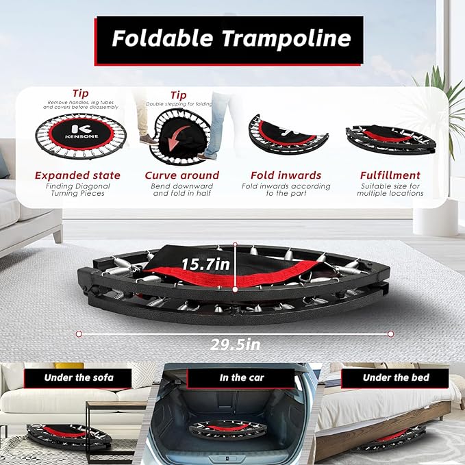 KENSONE 40"/48" Foldable Mini Trampoline 330/450 lbs