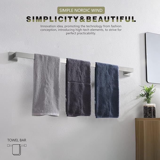 KOKOSIRI 36-Inch Single Towel Bar SUS304 Stainless B4003BR-L36