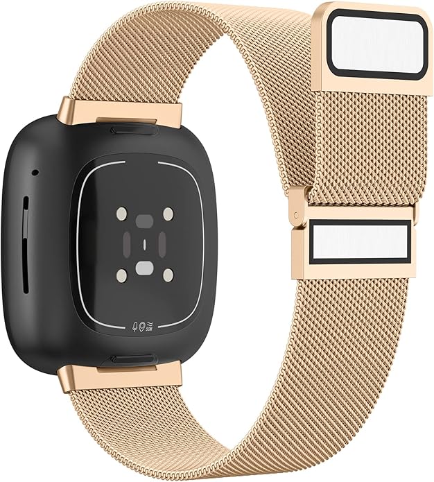 Meliya Metal Band for Fitbit Sense 2 / Sense Bands, Fitbit Versa 4 / Versa 3 Bands Women Men, Stainless Steel Mesh Magnetic Replacement Bracelet Strap for Fitbit Sense 2 / Versa 4 Smartwatch