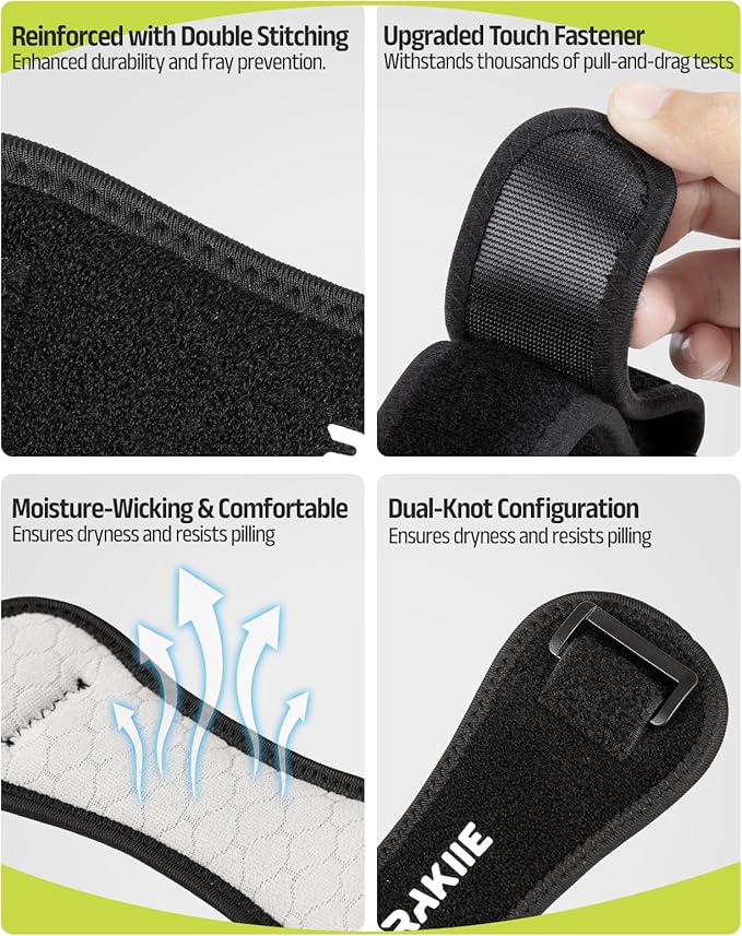 Knee Strap, Silicone Knee Brace for Precise Compression, Non-Slip Patella Tendon Support Strap, Patella Knee Strap for Men Women, Knee Support Band for Running, Weightlifting, Basketball (2 Pack, Black)