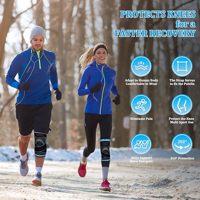 Knee Sleeve, knee Support for women and men with Removable Adjustable Straps, Premium Knee Compression Sleeve and Knee Brace for Arthritis Pain, Running, Cross Training