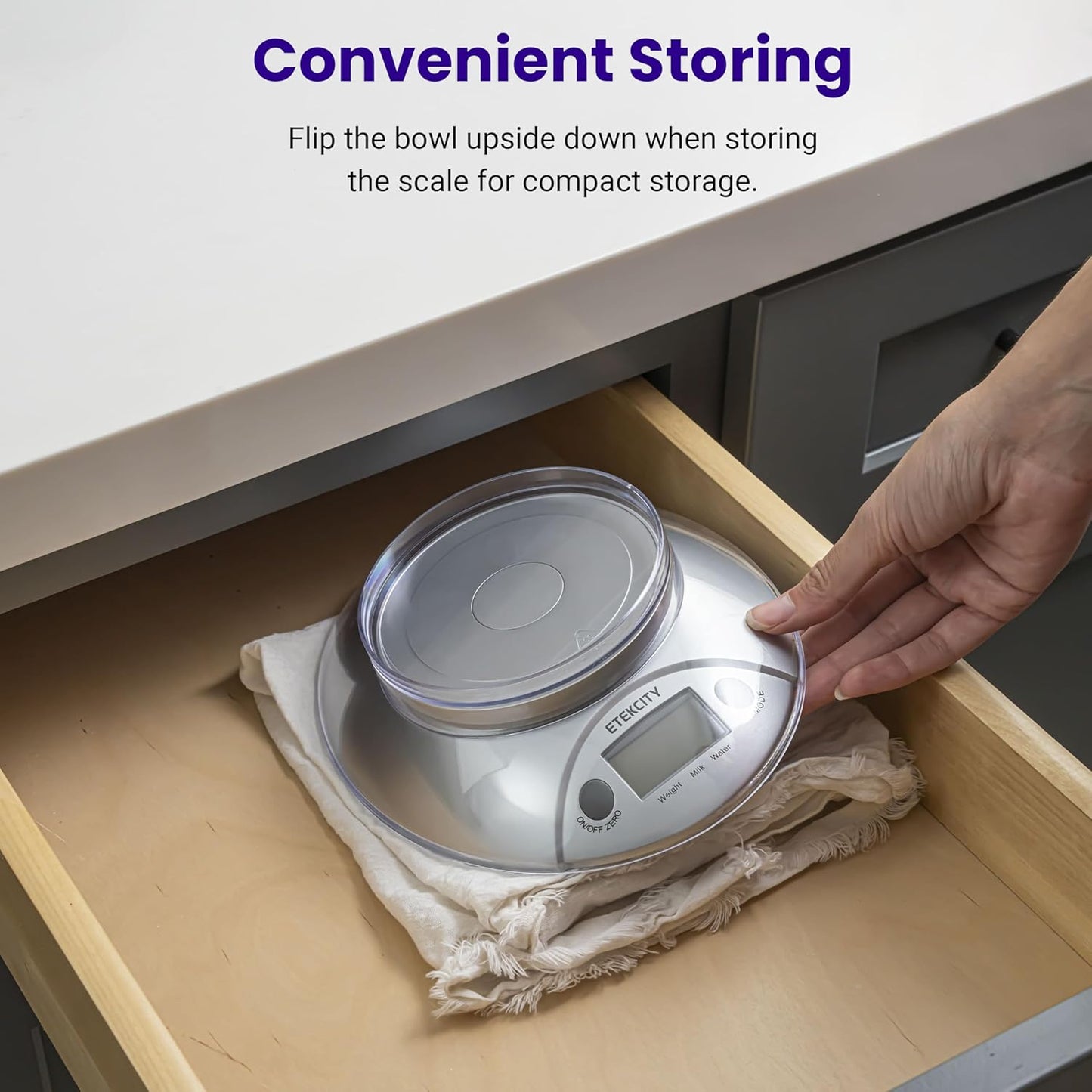 Etekcity Food Kitchen Scale With Bowl, Digital Ounces and Grams for Cooking, Baking, Meal Prep, Dieting, and Weight Loss, 11lb/5kg, Backlit Display