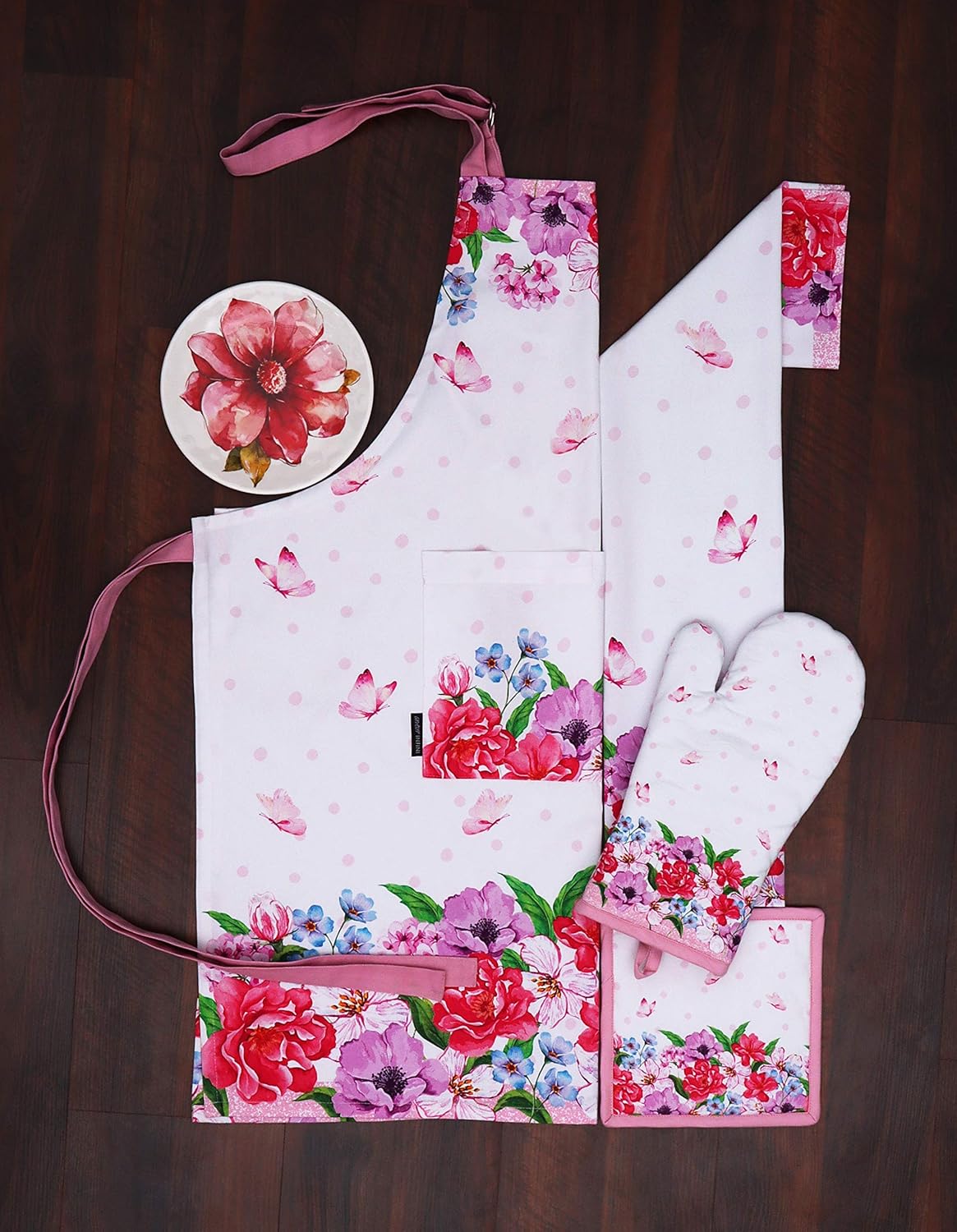 AMOUR INFINI Pot Holders Heat Resistant Cotton Set of 2 Nonslip 8"x8" Inch Hot Pads for Kitchen, BBQ, Baking & Cooking with Hanging Loops (Spring Floral)