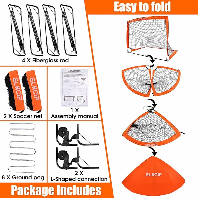 Kids Soccer Goals for Backyard Set of 2 6X4 /4x3 /4x3 ft
