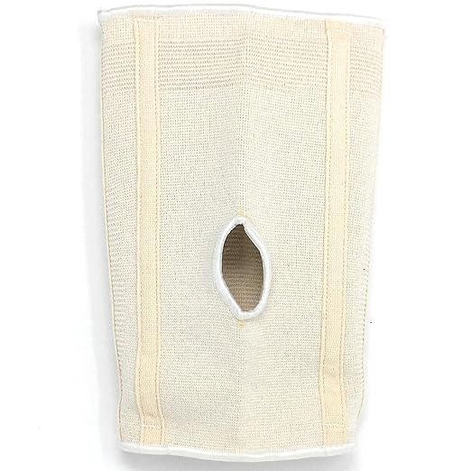 Knee Brace Flexible Stays Knit Elastic, White, Medium