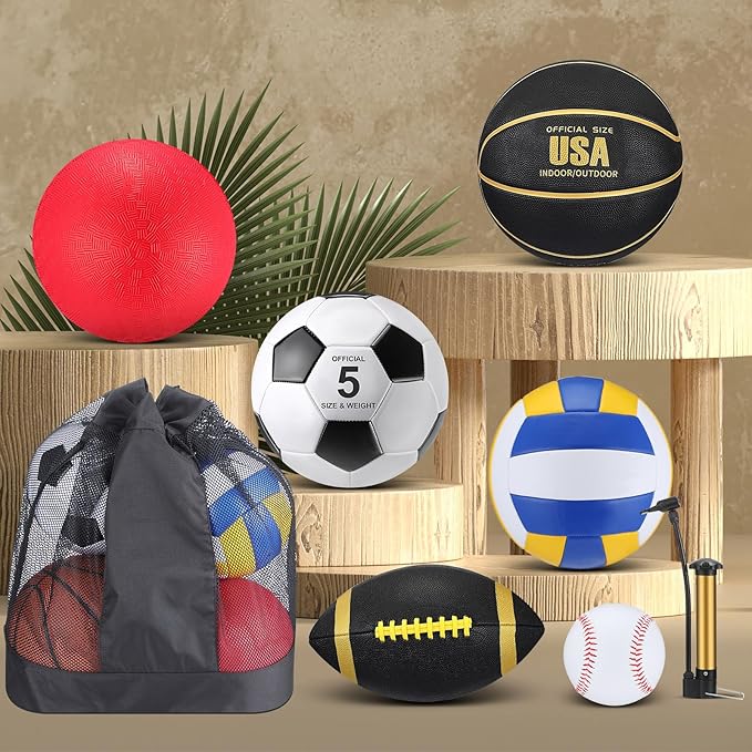 Leyndo 18 Pcs Bulk Sport Balls Set Basketball