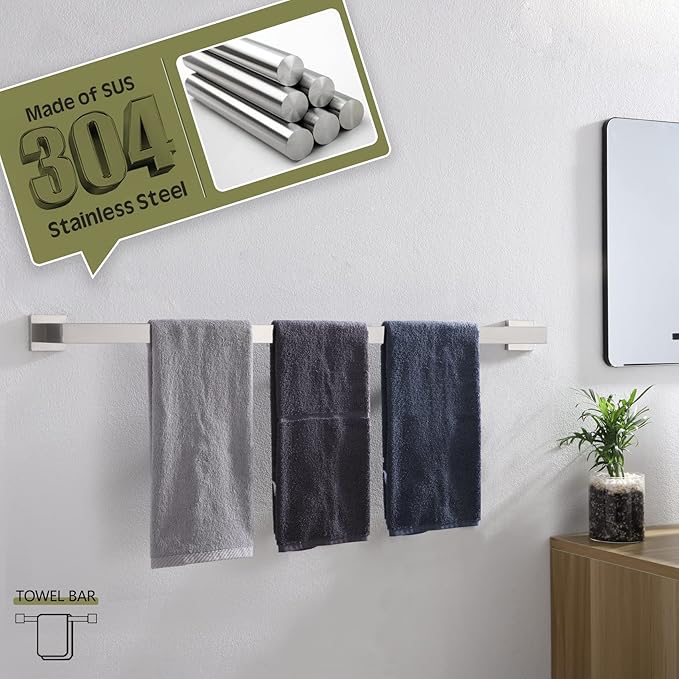 KOKOSIRI 36-Inch Single Towel Bar SUS304 Stainless B4003BR-L36