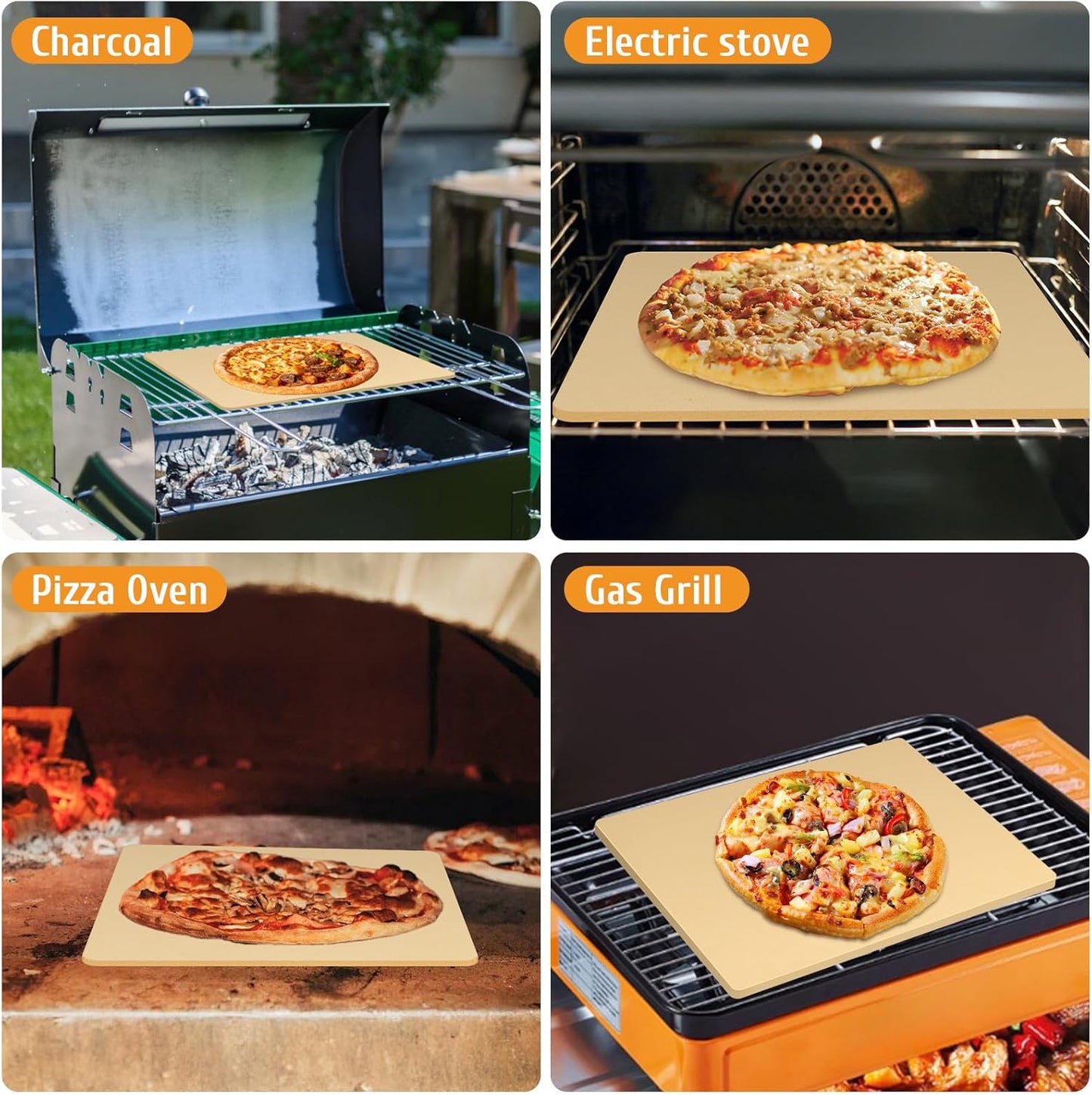 Extra Large Pizza Stone 17.7" x 17.7",Cooking Stone for Grill Rectangular, Baking Pizza Stone for bread, Ideal for Grilling Baking Several Sizes of Pizzas