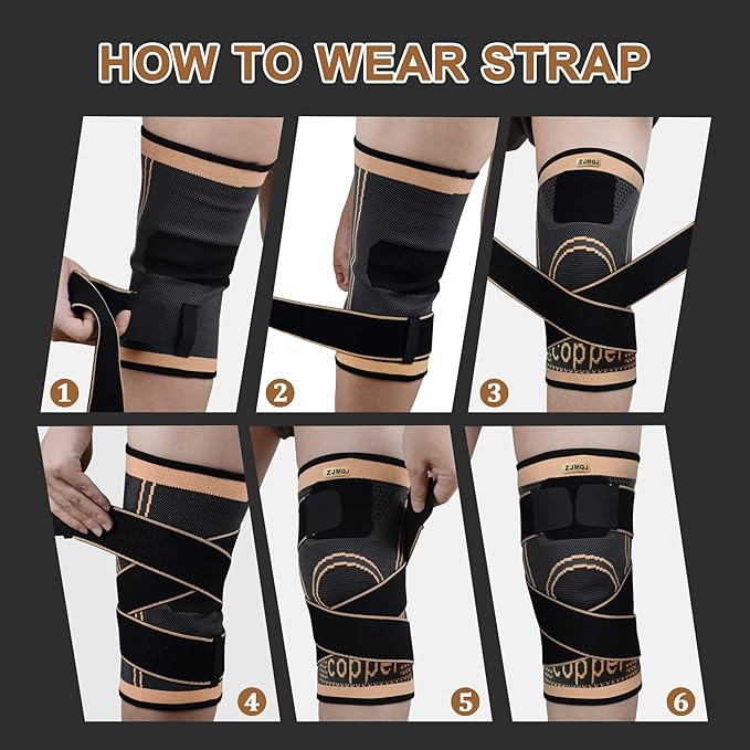 Knee Sleeve, knee Support for women and men with Removable Adjustable Straps, Premium Knee Compression Sleeve and Knee Brace for Arthritis Pain, Running, Cross Training