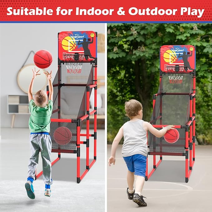 Kids Basketball Hoop Arcade Game W/Electronic Scoreboard Cheer Sound W/4 Balls, 3-6 5-7 5-7 8-12 8-12 Toddlers