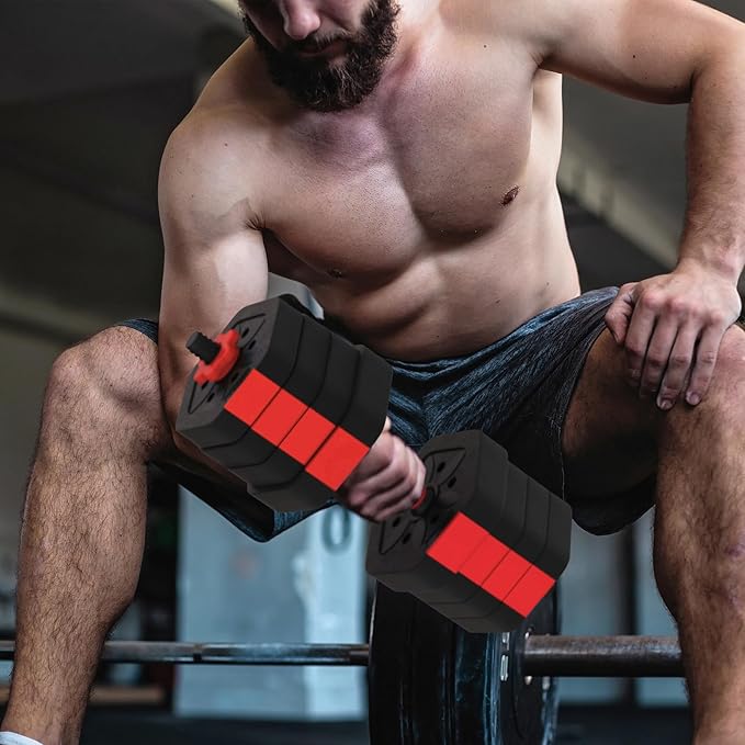 VIVITORY Dumbbell Sets Adjustable Weights, Free Weights with Connector, Non-Rolling Adjustable Dumbbell Set, Barbell for Home Gym, Hexagon, Cement Mixture