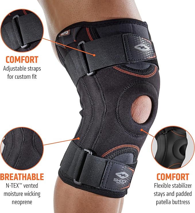 Shock Doctor 870 Knee Brace, Knee Support for Stability, Minor Patella Instability, Meniscus Injuries, Minor ligament Sprains for Men & Women, Sold as Single Unit (1)
