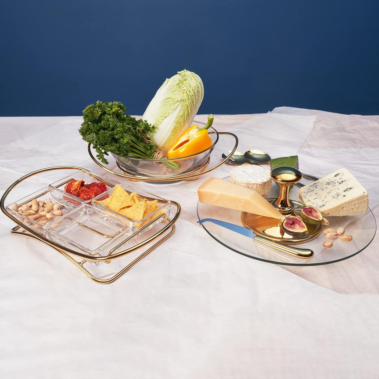 Regent 18/10 CONTEMPO Chromeplated 9.8”inch 25cm Salad Bowl with Stainless Steel Servers Salad Bowls, Big Salad Bowls with Perfect for Fruits, Vegetable or Salads (Gold)