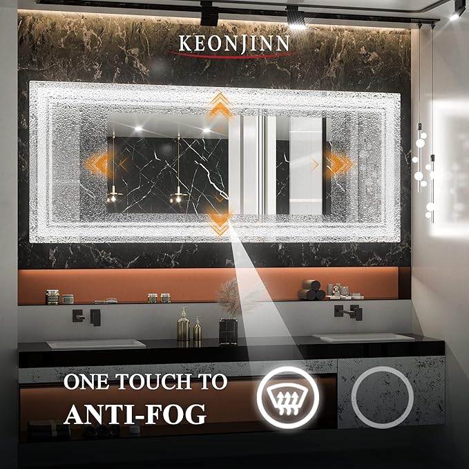 Keonjinn 72 x 30 Inch LED Bathroom Mirror 6000K (Vertical/Horizontal)