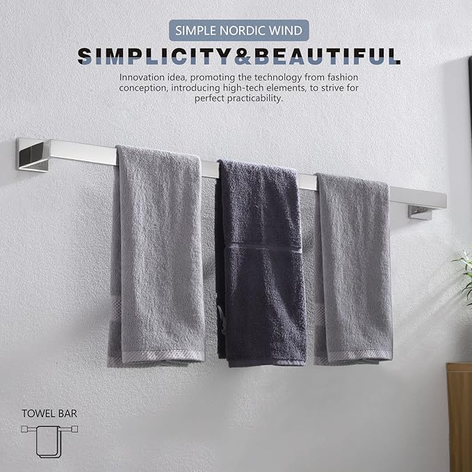 KOKOSIRI 36-Inch Single Towel Bar SUS304 Stainless B4003CH-L36