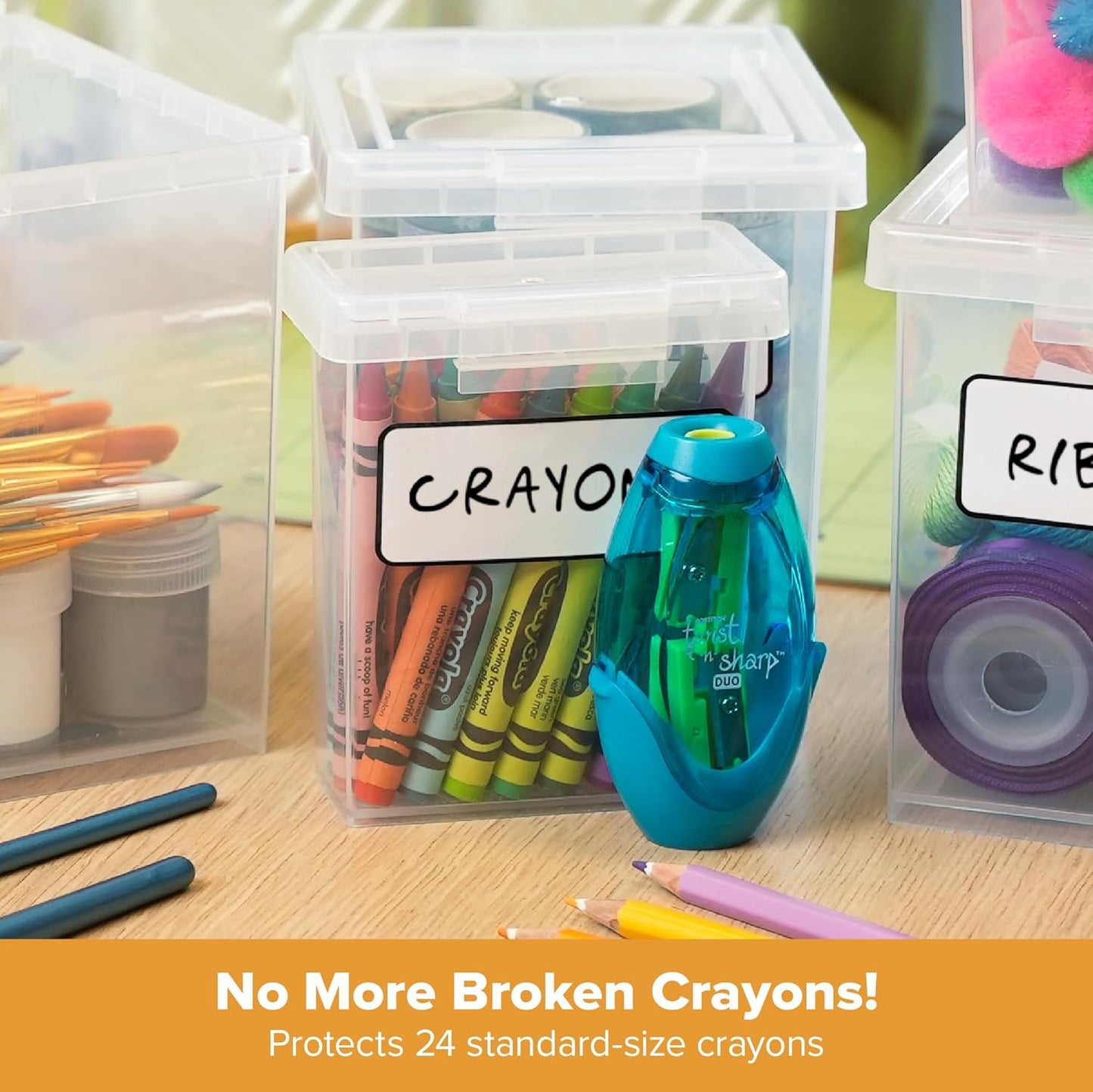 Bostitch Konnect Storage Containers with Lids, Organizer, Clear Plastic Box, Stackable Nesting Bins, Small, 2 Pack