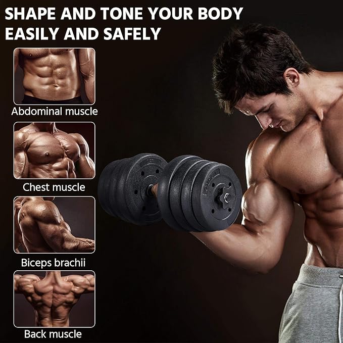 Yaheetech 66LB Weight Dumbbell Set Fitness Adjustable Cap Gym/home Barbell Plates Body Workout for Women and Men Strength Training