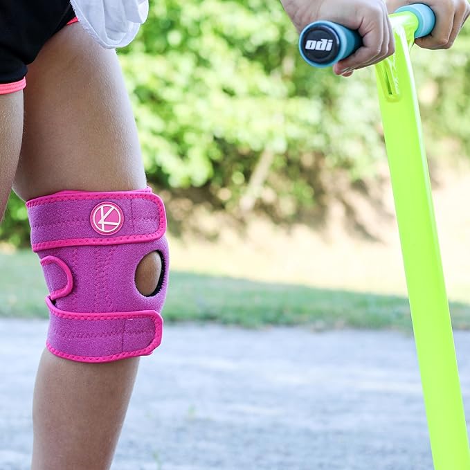 KARM Kids Knee Brace - Osgood Schlatter Knee Brace Youth for Kids, Sports, Pain, Arthritis, Patella, Meniscus Tear, MCL, ACL - Adjustable Compression Support for Child, Boys & Girls (Pink)