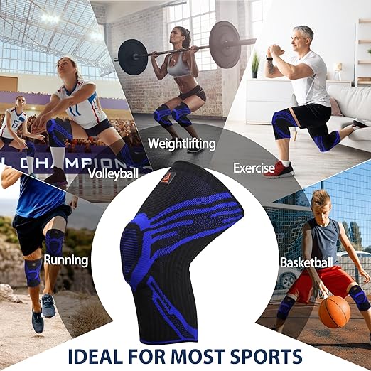 Knee Brace, Compression Knee Sleeve with Side Stabilizers & Patella Pads for Meniscus Tear, ACL & Arthritis Pain Relief, Knee Pads Support Women Men, Volleyball, Running, Workout, Sport