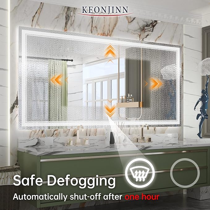 Keonjinn 72 x 36 Inch LED Bathroom Mirror