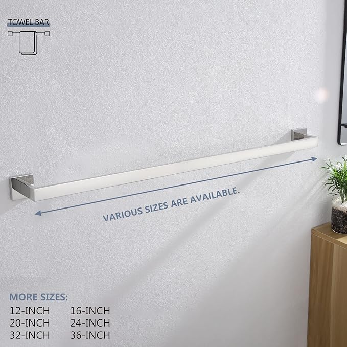 KOKOSIRI 36-Inch Single Towel Bar SUS304 Stainless B4003CH-L36