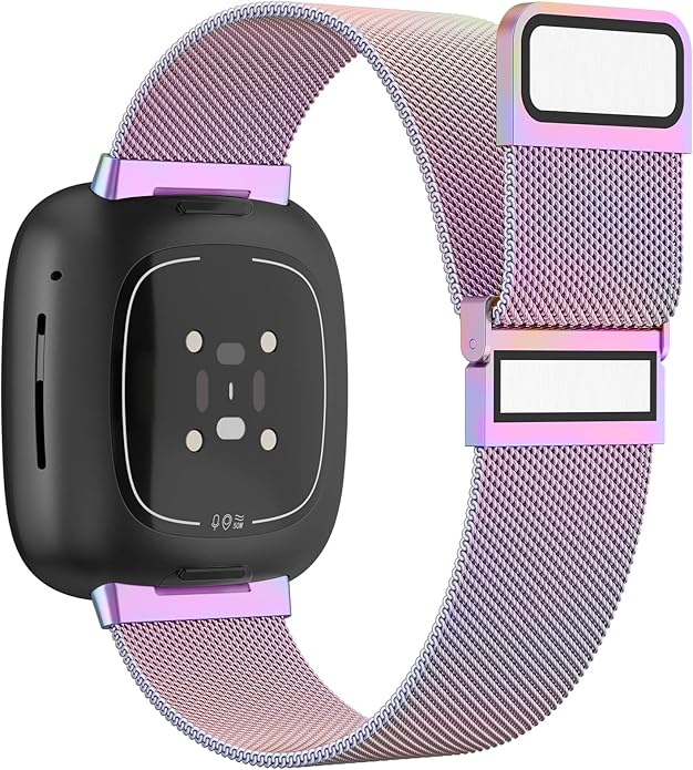 Meliya Metal Band for Fitbit Sense 2 / Sense Bands, Fitbit Versa 4 / Versa 3 Bands Women Men, Stainless Steel Mesh Magnetic Replacement Bracelet Strap for Fitbit Sense 2 / Versa 4 Smartwatch