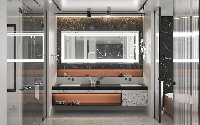 Keonjinn 72 x 30 Inch LED Bathroom Mirror 6000K (Vertical/Horizontal)