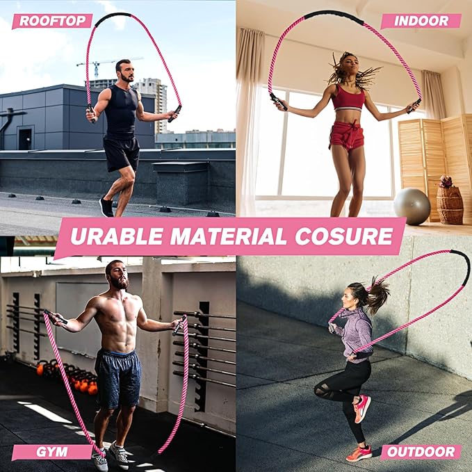 Jump Rope, Weighted Jump Ropes for Men women, 2.8lb 3.8lb 5lb Heavy Skipping Rope for Exercise, Adult Jumpropes for Home Workout, Improve Strength and Building Muscle,Total Body Workout Equipment