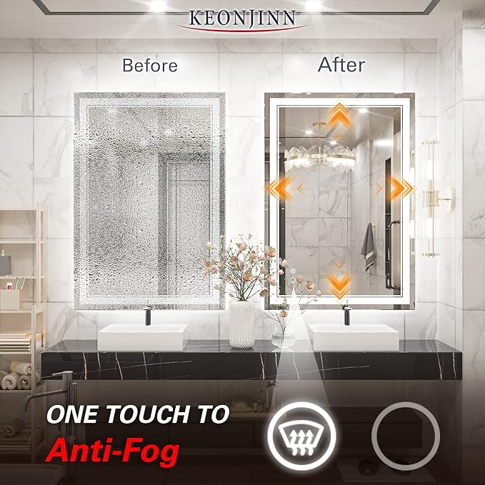 Keonjinn 40 x 28 Inch LED Mirror 90+ (Vertical