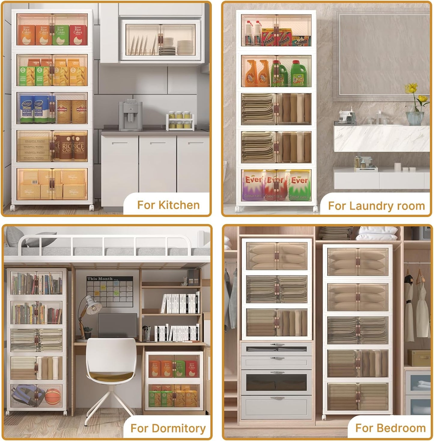 Extra Large Stackable Storage Bins with Lids and Wheels, Foldable Collapsible Closet Organizers,720QT-120QT/30GAL*6Pack Plastic Stackable Storage drawers for Bedroom Dorm