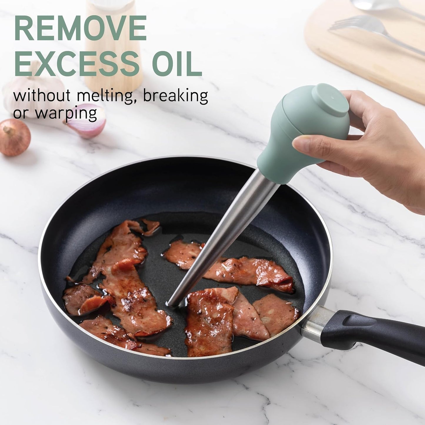 COOK WITH COLOR Turkey Baster with Cleaning Brush - Food Grade Syringe Baster For Cooking, Deluxe Set, Sage